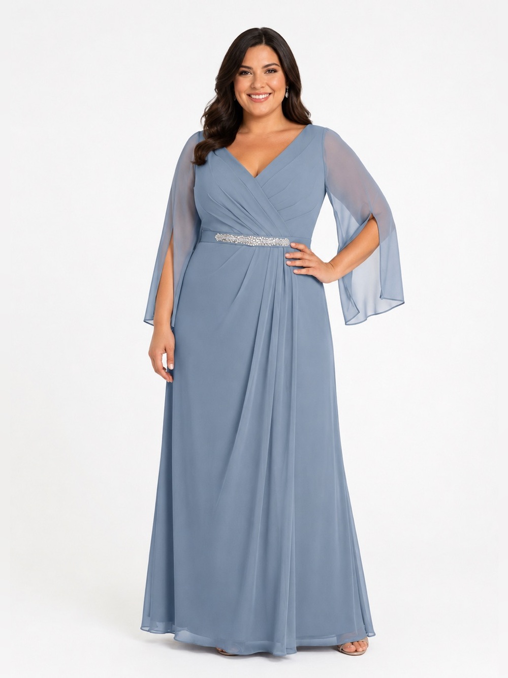 🦋AZAZIE BELINDA WOMEN’S CHIFFON-LENGTH DRESS DUSTY BLUE SIZE- 20